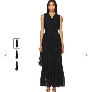 1. State Black Tie Neck Tiered Maxi Dress